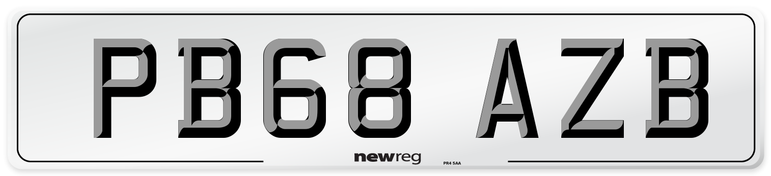 PB68 AZB Number Plate from New Reg